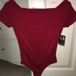 BRAND NEW TAG ON red off the shoulder bodysuit